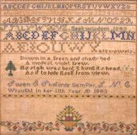 The North Carolina Society funded the purchase of this rare North Carolina sampler in honor of former Curator General Rolfe Towle Teague.
