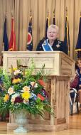 everyone gathered for the Dedication Day ceremony, including President General Ginnie Storage