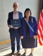 Meteorologist Jacob Morse and Priscilla Jevne, North Dakota State Regent 