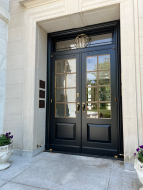 New doors to the D Street main entrance of the administration buidling.