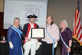 OSSDAR presented the American 250! Commendation Award to Dave Witter and the Lewis and Clark Chapter SAR for the Oregon Revolutionary War Memorial which was dedicated in April