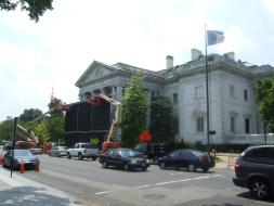 The 2010 action/drama movie Salt, starring Angelina Jolie as secret agent Evelyn Salt, filmed at DAR Headquarters for 12 days in 2009 using many different parts of the buildings as interior White House rooms. Jolie herself was on set in the building for about three days. The final 15 minutes of the movie are primarily scenes shot at DAR Headquarters including the climactic scene in the stairwell.
