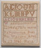 Maka’s sampler dated 1841. Friends of the Museum Purchase.