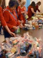 The National Board of Management contributed items to put in toiletry packages for Veterans
