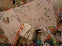 Members signed thoughtful messages in the Valentine's Day cards